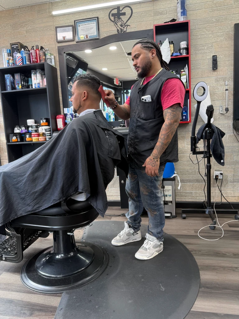 Haircut in progress